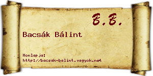 Bacsák Bálint névjegykártya